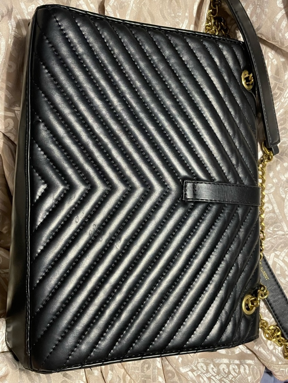 Authentic YSL Large Quilted Leather Envelope Chevron Chain Shoulder Bag 💎 - Picture 7 of 16